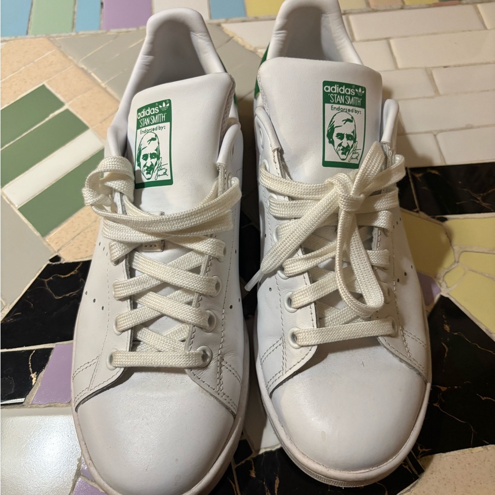 Adidas Stan Smith White and Green Shoes
